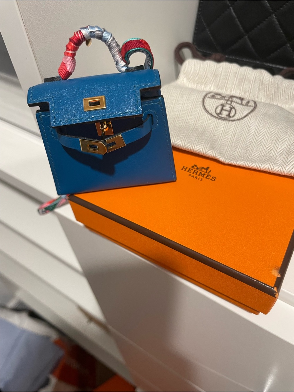 Blue Mini Kelly Twilly Bag Charm